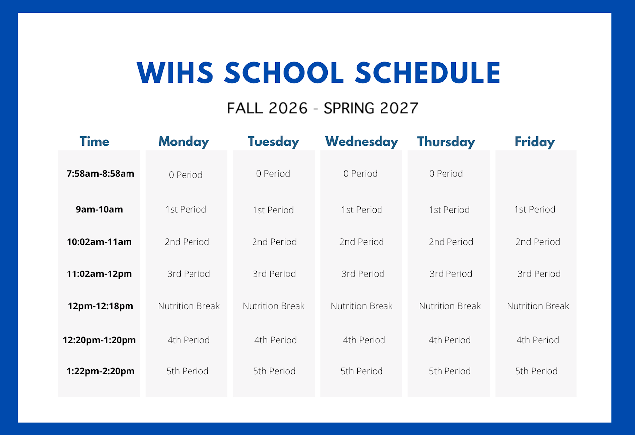 Wihs 2026 2027 School Scheduleb