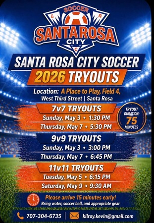 COMP TEAM TRYOUTS ARE HERE – COME BE PART OF SANTA ROSA CITY SC
