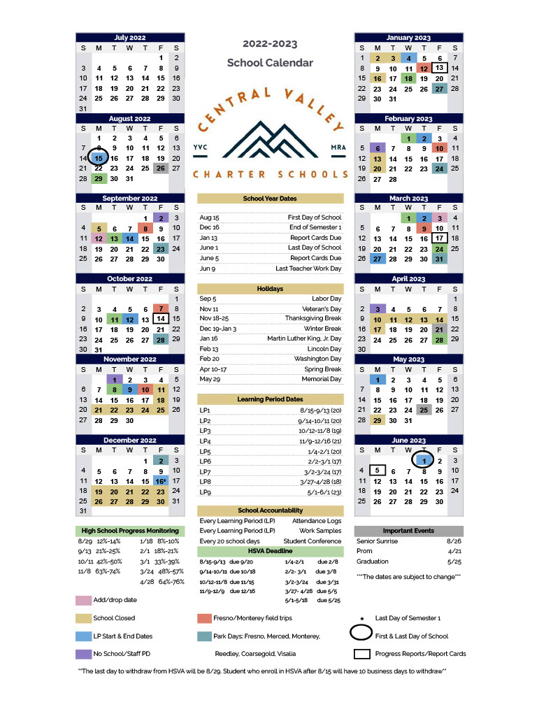 Fresno Unified Calendar 2023 Calendars - Monarch River Academy